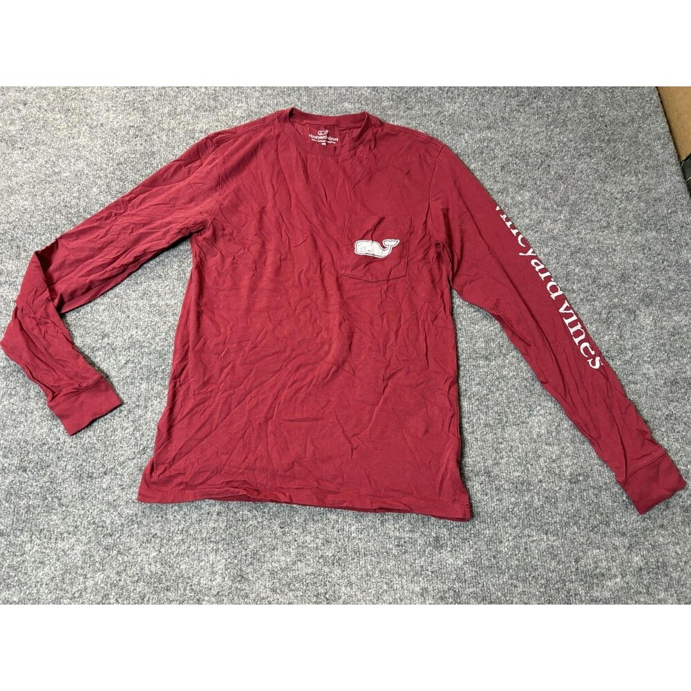 Vineyard Vines Shirt Mens XS Red Long Sleeve Crew Neck Whale Graphic Tagless Tee